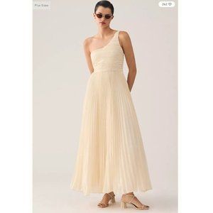 Anthropologie Cream One Shoulder Dress